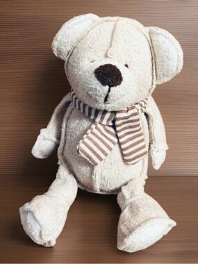Cadbury Chocolate Cadburys Cream Teddy Bear Soft Plush Toy Striped Scarf  9”